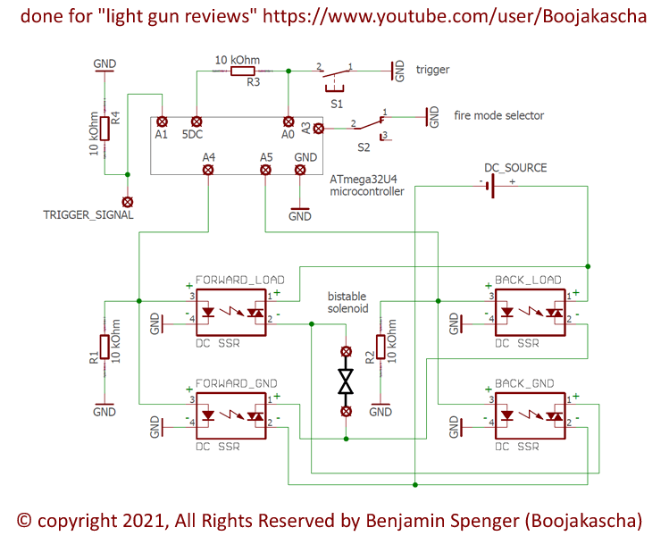 Schematic diagram of a circuit which changes the polarity of the applied direct current.