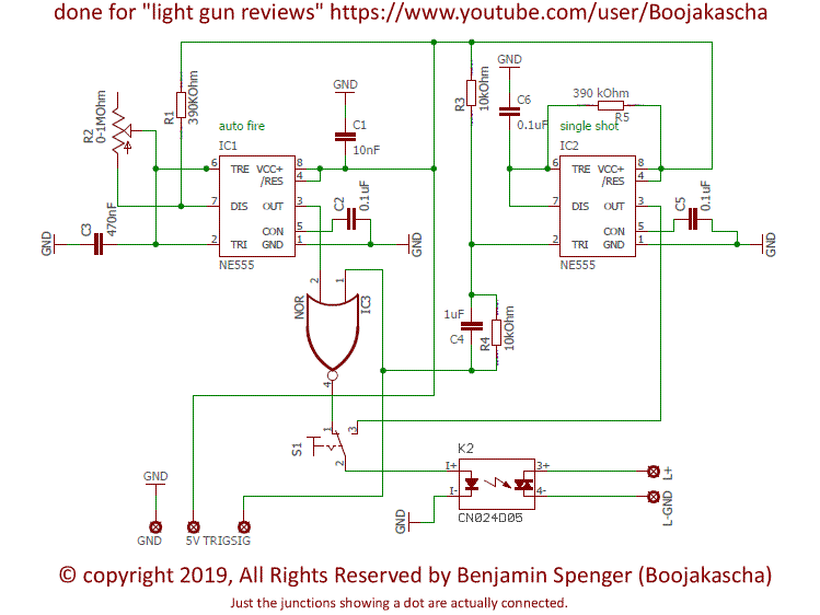 Schematic diagram of a circuit which allows the usage of a 3DO GameGun for the American Laser Games arcade games.
